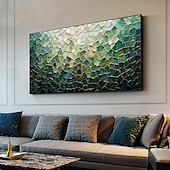 cheap Still Life Paintings-Handmade Original Nordic Minimalism Oil Painting On Canvas Contemporary Abstract Green Impasto Texture Wall Art for Home Decor With Stretched Frame/Without Inner Frame Painting