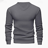 abordables Pull col rond-Homme Pull Pull court Pull en tricot A côtes Tricoter Normal Tricoté Plein Col V Mode Décontractées Usage quotidien Rendez-vous Vêtement Tenue Automne hiver Noir Bleu S M L