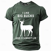 ieftine Tricouri amuzante pentru bărbați-Bărbați Cerb Tricou Manșon scurt Tricou Tipărire 3D Stil Nautic Cămașă Zilnic Casual Stil de strada Sport exterior Vânătoare Albastru piscină Maro Trifoi Primavara vara Îmbrăcăminte S M L XL XXL XXXL