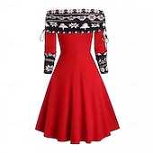 preiswerte Für Frauen-Schneeflocke Flapper Kleid Cocktailkleid Party Kleid Damen Elegant Dame Schulterfrei Erwachsene Weihnachten Neujahr Heiligabend Weihnachten Party Kleid