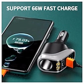 cheap Car Charger-66W Quick Charge Car Cigarette Lighter Charger QC3.0/PD Port Phone Charger Socket DC 12V/24V Universal USB Type Power Adapter