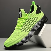 baratos Ténis para Homem-tênis esportivos respiráveis verde neon masculino – tênis de corrida de malha leve com sola acolchoada