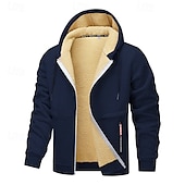 economico felpe in pile-Per uomo Felpa con cappuccio Felpa con cappuccio a zip intera Giacca con cappuccio Giacca in pile Nero Bianco Rosso Blu marino Blu Reale Con cappuccio Liscio Sportivo Giornaliero Per eventi Vintage