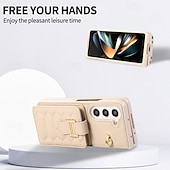 economico Cover Samsung-telefono Custodia Per Z Fold 5 Z Fold 4 Z Fold 3 Per retro con cordino con cinturino da polso Slot per schede Retrò TPU pelle sintetica