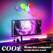 cheap Smart Lights-LED Smart Light Hexagonal LED Remote Control Wall Light, Modular Touch Color DIY Lighting for Bedroom, Bathroom, Living Room, Parties and Holidays 6-10 Piece Set