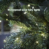 cheap Solar String Lights-50M-500Leds/100M-1000Leds Outdoor High Brightness Copper Wire Light String Large Solar Panel Courtyard Eaves Christmas Trees Balconies Fences Holy Festival Atmosphere Decorative Light String