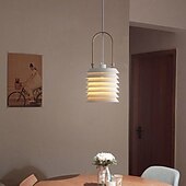 economico Luci a sospensione-lampada a sospensione in metallo lampada a sospensione moderna di metà secolo luci a sospensione in ferro bianco con strato design fienile lampadario nordico vintage per sala da pranzo 110-240v 21cm
