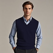 preiswerte Herren Pullover Weste-Herren Pullunder Pullover Kleid Pullover Weste Strickpullover Gerippt Stricken Standard Strick Glatt V Ausschnitt Modisch Brautkleider schlicht Freizeitskleidung Verabredung Bekleidung Herbst Winter