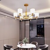 billige Pendellys-moderne lysekrone taklampe led pendellys moderne innfelt taklampe for spisestue stue svart gylden 6/8/10/15-lys 110-240v