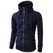 voordelige basic hoodies voor heren-Voor heren Hoodie met rits Hoodie met volledige rits Fleece hoodie Zwart Wijn Leger Groen Marineblauw Khaki Capuchon Effen Rits omhoog Zak Sport &amp; Outdoor Dagelijks Feestdagen Polyester Streetwear