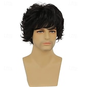 Недорогие Мужские парики-мужской короткий кудрявый черный парик аниме косплей парики косплей костюм волосы парик