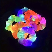 baratos Acessórios para festa-6 peças de scrunchies com luzes de LED - elásticos de cabelo vibrantes para mulheres &amp;meninas coloridas brilham no escuro com vários modos de luz acessório de moda perfeito para o natal &amp;festas de