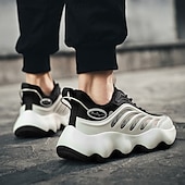 economico Sneakers da uomo-scarpe da ginnastica da uomo futuristiche con suola spessa in bianco e nero - scarpe sportive leggere e traspiranti per abbigliamento casual o da corsa