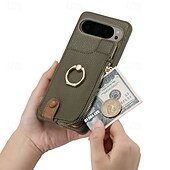 cheap Other Phone Case-Phone Case For Pixel 9 Pro Pixel 9 Pro XL Pixel 8 Pro Pixel 8 Pixel 7 Pixel 7 Pro Pixel 6 Pixel 6 Pro Back Cover with Stand Holder Ring Holder Zipper Retro TPU PU Leather
