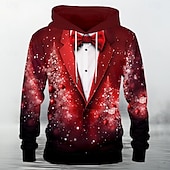abordables sweats à capuche 3d pour hommes-Homme père Noël Sweat à capuche Sweats à Capuche Sweat-shirt Sweat à capuche manche longue Sweat à capuche Capuche Mode 3D effet Noël Rouge foncé Imprimer Poche avant Automne Hiver Designer