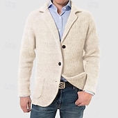 economico Maglioni Cardigan da uomo-Per uomo Giacca Attività commerciale Cocktail party Ricevimento di matrimonio Di tendenza Informale Primavera &amp; Autunno Poliestere Tinta unita / tinta unita Pulsante Tasche Comodo Monopetto Giacca