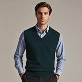 preiswerte Herren Pullover Weste-Herren Pullunder Pullover Kleid Pullover Weste Strickpullover Gerippt Stricken Standard Strick Glatt V Ausschnitt Modisch Brautkleider schlicht Freizeitskleidung Verabredung Bekleidung Herbst Winter