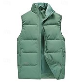abordables Gilets-Homme Gilet en duvet Quotidien Occasionnel Printemps &amp; Automne Avec Poches Polyester Confortable Couleur Unie Fermeture éclair Col montant Noir Rose Claire Rouge Violet Gilet