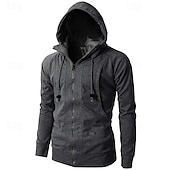 voordelige basic hoodies voor heren-Voor heren Hoodie met rits Hoodie met volledige rits Fleece hoodie Zwart Wijn Leger Groen Marineblauw Khaki Capuchon Effen Rits omhoog Zak Sport &amp; Outdoor Dagelijks Feestdagen Polyester Streetwear