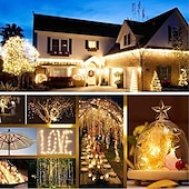 cheap Solar String Lights-Elegant Wedding Reception Party 2 Pcs Christmas Outdoor Solar Copper Wire Light String Holiday Wedding New Year Courtyard Fence Steps Atmosphere Decoration Light String