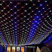cheap Plug String Lights-LED Net String Light IP65 6Mx4M 3Mx2M Led Flexible Christmas Net Fairy String Light 880Led 200Led Mesh String Light for Garden Yard Colorful Decoration EU US UK Plug AC110V 220V 230V