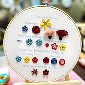 abordables Anti-Stress-Kit de broderie 3 ensembles pour adultes débutants apprenez 33 points différents kits de bricolage comprenant un cerceau à motifs de fleurs estampées fils de couleur outils faciles à suivre