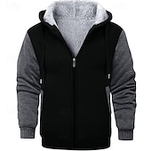 economico felpe in pile-Per uomo Felpa con cappuccio Felpa con cappuccio a zip intera Felpa con cappuccio in pile Rosso bordeaux Nero Rosso Blu marino Grigio chiaro Con cappuccio Liscio Sportivo Giornaliero Per eventi