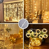 Χαμηλού Κόστους Τροφοδότηση με USB-3x3M Ευέλικτα Φωτιστικά Κουρτίνας LED 300 LEDs Φωτιστικά Σχοινιού LED με 13-Κλειδί Τηλεχειριστήριο USB Τροφοδοτούμενα Χαμηλής Τάσης Ζεστό Λευκό  RGB Ασφαλή για Διακόσμηση Δωματίου  Κουρτίνας