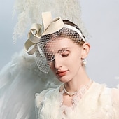 ieftine fascinatoare-pălărie din lână 100% pălărie din voal pălărie de cocktail nuntă elegantă cu îmbinare cu fundă