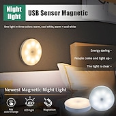 cheap Puck Lights-8LED Motion Sensor Light USB Night Light, Rechargeable LED Cabinet Light for Kitchen Bedroom Stair Cabinet Hallway Closet Night Light