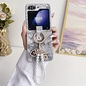 preiswerte Samsung-Handyhülle-Handy Hülle Handyhüllen Für Samsung Galaxy Z Flip 6 Z Flip 5 Z Flip 4 Z Flip 3 Rückseite mit Handschlaufe Stoßresistent Retro PC PU-Leder