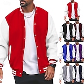 preiswerte Herrenjacken &amp; Herrenmäntel-Herren Leichte Jacke Sommerjacke Bomberjacke übergangsjacke Urlaub Alltagskleidung Warm Klassicher Stil Frühling &amp; Herbst Farbblock Komfort Freizeit Stehkragen Hellgrau Wein Schwarz Dunkelmarine Blau