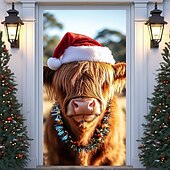 abordables Cubiertas para puertas navideñas-Adornos navideños para puertas, cubiertas para puertas, gorros navideños, tapices para puertas, cortinas para puertas, decoración de fondo para interiores y exteriores, pancarta para puerta de