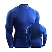 billiga Löpar-T-shirts och linnen-Herr T-shirt för jogging Långärmad T-shirt Ledigt Fritids- Höst Hög hals Andningsfunktion Snabb tork Gymträning Löpning Gång Sportkläder Sportkläder Solid färg Svart Vit Rubinrött