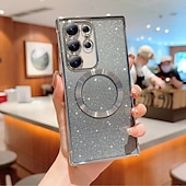 abordables Carcasas Samsung-teléfono Funda Para S24 S24 Ultra Plus S24 FE S23 S22 S21 S20 Ultra Plus FE S25 Ultra Funda Trasera Magnética Soporte de carga inalámbrica Antigolpes Retro Enchapado