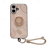 cheap iPhone Cases-Phone Case For iPhone 16 Pro Max Plus iPhone 15 Pro Max Plus iPhone 14 13 12 11 Pro Max Plus iPhone 14 Pro Max iPhone 13 12 11 Pro Max Back Cover with Stand Holder with Wrist Strap Shockproof Retro