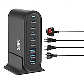 Недорогие USB-концентраторы-268 Вт многопортовое зарядное устройство USB C быстрое зарядное устройство 8-портовая зарядная станция концентратор быстрое компактное зарядное устройство GAN адаптер питания