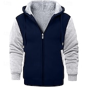 economico felpe in pile-Per uomo Felpa con cappuccio Felpa con cappuccio a zip intera Felpa con cappuccio in pile Rosso bordeaux Nero Rosso Blu marino Grigio chiaro Con cappuccio Liscio Sportivo Giornaliero Per eventi