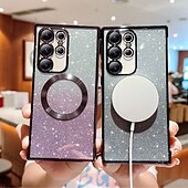 abordables Carcasas Samsung-teléfono Funda Para S24 S24 Ultra Plus S24 FE S23 S22 S21 S20 Ultra Plus FE S25 Ultra Funda Trasera Magnética Soporte de carga inalámbrica Antigolpes Retro Enchapado