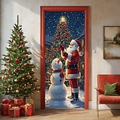 baratos Capas para portas de Natal-decorações de porta de natal capas de porta natal papai noel em pé porta tapeçaria cortina de porta decoração pano de fundo porta banner para porta da frente fazenda festa de fim de ano decoração