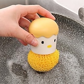 economico Utensili e gadget da cucina-spazzola per la pulizia dei cartoni animati, utensile da cucina per strofinare pentole e padelle, spazzola con manico per lavare i piatti, strumento essenziale per la pulizia della casa