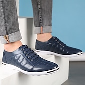 baratos Ténis para Homem-tênis masculino casual acolchoado - azul marinho, design com cadarço, confortável e leve, perfeito para uso diário