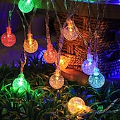 abordables Guirlandes lumineuses à piles-Guirlande lumineuse de Noël à bulles de cristal, 5 m, 50 LED, alimentée par batterie, pour sapin de Noël, nouvel an, fête, maison, jardin, balcon, pendentif, camping en plein air, mariage, décoration