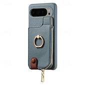 cheap Other Phone Case-Phone Case For Pixel 9 Pro Pixel 9 Pro XL Pixel 8 Pro Pixel 8 Pixel 7 Pixel 7 Pro Pixel 6 Pixel 6 Pro Back Cover with Stand Holder Ring Holder Zipper Retro TPU PU Leather