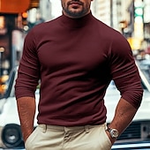 cheap Basic T shirts-Men&#039;s Dralon Mock Turtleneck T shirt Tee Turtleneck shirt Tee Top Long Sleeve Shirt Plain Turtleneck Street Vacation Long Sleeve Soft Clothing Apparel Fashion Designer Basic