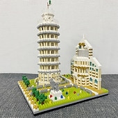 お買い得  組立ておもちゃ-世界的に有名なランドマーク、ピサの斜塔、建築用微粒子ビルディングブロック、3次元組み立て式、教育用、教育アート、お土産、装飾品、おもちゃ、ギフト