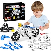 baratos Brinquedos de Montar-Motocicleta haste construção brinquedos para crianças metal construção construção modelo kit 5 variável multi forma motocicleta vapor brinquedos educativos (139 peças) dia das bruxas/dia de ação de graças/presente de natal