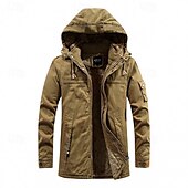 abordables Softshell, polares y chaquetas de montaña-Hombre Chaqueta de lana Al aire libre Forro Polar Resistente al Viento Trajes de senderismo Ropa de senderismo Invierno Otoño Paravientos Color sólido Negro Verde Ejército Caqui