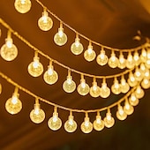 abordables Guirlandes lumineuses à piles-Guirlande lumineuse de Noël à bulles de cristal, 5 m, 50 LED, alimentée par batterie, pour sapin de Noël, nouvel an, fête, maison, jardin, balcon, pendentif, camping en plein air, mariage, décoration