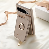 cheap Other Phone Case-Phone Case For Pixel 9 Pro Pixel 9 Pro XL Pixel 8 Pro Pixel 8 Pixel 7 Pixel 7 Pro Pixel 6 Pixel 6 Pro Back Cover with Stand Holder Ring Holder Zipper Retro TPU PU Leather